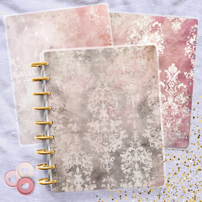 Pale Pink Pattern Disc Bound Cover, Classic Happy Planner Set, Laminated Cover Design, Planner Supply, Journal Accessory, Planner Gift Idea
