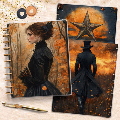 Gothic Orange Big Disc Bound Cover, Happy Planner Bundle, Laminated Cover Set, Journal Accessory, Planner Supply Insert, Protective Cover