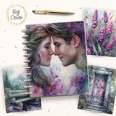 Pastel Floral Journal Disc Bound Cover, Big Happy Planner, Laminated Printed Front Back Set, Journal Accessory, Pink Notepad Cover Bundle