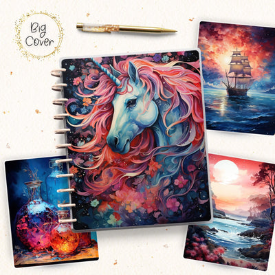Red Unicorn Planner Disc Bound Cover, Big Happy Planner, Laminated Planner Cover, Journal Accessory, Gift for Her, Notebook Cover Design