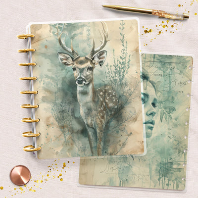 Faded Greens Disc Bound Cover, Classic Happy Planner Bundle, Laminated Cover Design, Planner Supply, Journal Accessory, Planner Gift Idea