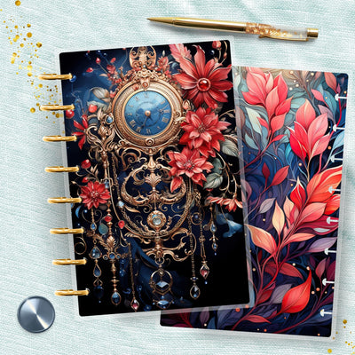 Navy Floral Golds 8 Disc Bound Cover, TUL Junior Planner Bundle Set, Laminated Design, Planner Supply, Journal Accessory, Ring Planner Gift