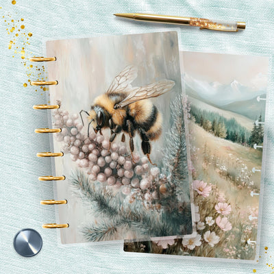 Soft Bee Flower Field 8 Disc Bound Cover, TUL Junior Planner Bundle Set, Laminated Design, Planner Supply, Journal Accessory, Ring Planners
