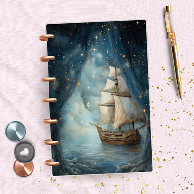 Blue Sailor Boat Mini Happy Planner Dashboard, Laminated Divider Insert, Journal Accessory, Planner Supply, Functional Disc Bound Notebook