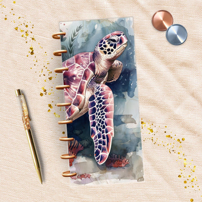 Purple Sea Turtle Skinny Classic Happy Planner Dashboard, Laminated Divider Insert, Journal Accessory, Planner Supply Decor, Disc Bound Gift