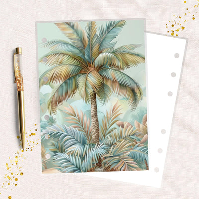 Boho Palm Tree A6 Ring Planner Dashboard, Laminated Cover Insert, Journal Accessory, Planner Supply Decor, Functional Ring Notebook Divider