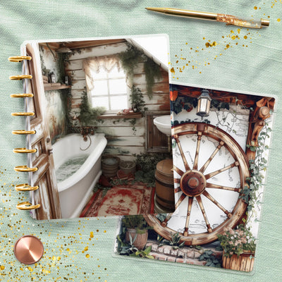 Rustic Farm House Charm Disc Bound Cover, Classic Happy Planner Set, Laminated Cover Design, Planner Supply, Journal Accessory, Gift for Her