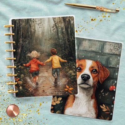Quiet Rainy Day Disc Bound Cover, Classic Happy Planner Set, Laminated Protector, TUL Planner Supply, A6 Journal Accessory, Gift for Her