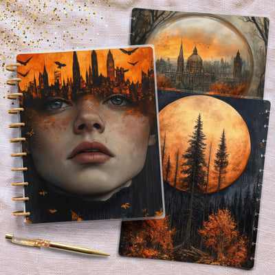 Dark Orange Big Disc Bound Cover, Happy Planner Bundle, Laminated Cover Set, Journal Accessory, Planner Supply Insert, TUL Protective Cover
