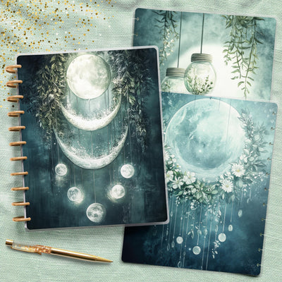 Moonlit Reflect Big Happy Planner Cover, Laminated Cover Bundle Set, Journal Accessory, Classic Planner Supply Insert, TUL Protective Cover