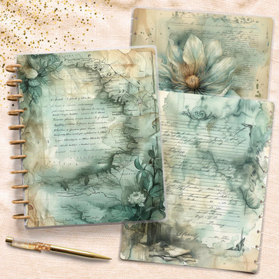 Green Notes Tale Big Happy Planner Cover, Laminated Cover Bundle Set, Journal Accessory, Classic Planner Supply Insert, TUL Protective Cover