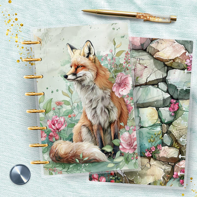 Green Dream Fox TUL Junior Cover, Planner Bundle Set, Laminated Design, 8 Disc Planner Supplies, Ring Journal Insert Accessory, Gift for Her