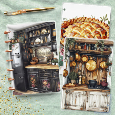 Rustic Kitchen Mini Happy Planner Cover, Disc Bound TUL Laminated Protector, Planner Accessory, Classic Journal Supply Bundle, Gift for Her