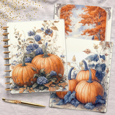 October Orange Pumpkin Big Happy Planner Cover, Laminated Journal Protector, Planner Accessory, TUL Junior Bundle Set, Mini HP, Gift for Her