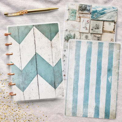 Frosty Blue Winter Disc Bound Cover, Mini Happy Planner, Laminated Protector, TUL Planner Accessory, Journal Supply Bundle, Gift for Her