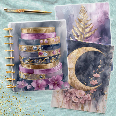 Ethereal Treasures Disc Bound Cover, Classic Happy Planner Set, Laminated Protector, TUL Planner Supply, A6 Journal Accessory, Gift for Her