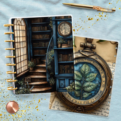 Mysterious Library Disc Bound Cover, Classic Happy Planner Set, Laminated Cover Design, Planner Supplies, Journal Accessory, Gift for Her
