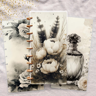 Black Rose Charm Skinny Classic Happy Planner Cover, Laminated Protector, Disc Bound Journal Accessory, TUL Planner Supplies, Gift for Her