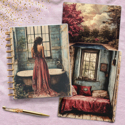 Vintage Red Life Big Happy Planner Cover, Laminated Journal Protector, Planner Accessory, TUL Junior Bundle Set, Mini HP, Gift for Her