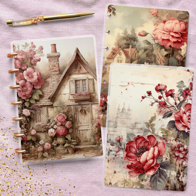 Cozy Rosey Home Disc Bound Cover, Mini Happy Planner, Laminated Printed Bundle, TUL Planner Accessory, Journal Supply Bundle, Gift for Her