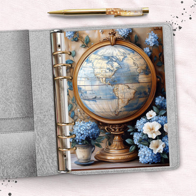 Blue Holiday Cottage A5 Ring Planner Dashboard, Laminated Cover Insert, Journal Accessory, Planner Supply, Functional Ring Binder Notebook