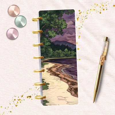 Purple Beach Skinny Mini Happy Planner Dashboard, Laminated Divider Insert, Journal Accessory, Disc Bound Planner Supply Decor, Gift for Her
