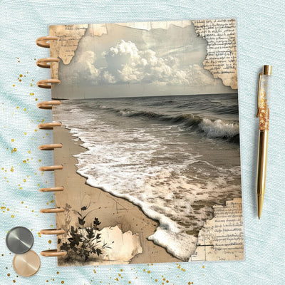 Old Parchment Beach Big Happy Planner Dashboard, Laminated Divider Insert, Journal Accessory, Planner Supplies Decor, Disc Bound Dashboard