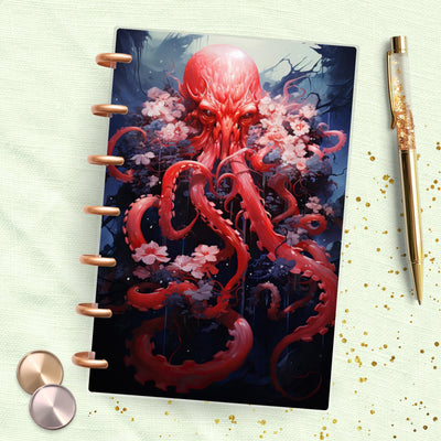 Red Flower Octopus Mini Happy Planner Dashboard, Laminated Divider Insert, Journal Accessory, Planner Supply, Functional Disc Bound Notebook