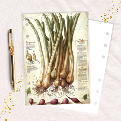 Green Onions A6 Ring Planner Dashboard, Laminated Cover Insert, Journal Accessory, Planner Supply Decor, Functional Ring Notebook Divider