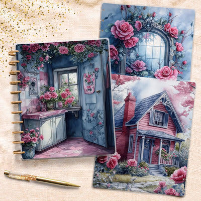 Enchanted House Planner Cover, Front Back Design, Classic Mini Big Happy Planner, Laminated Cover Sheet, Junk Journal, Disc Bound Journal