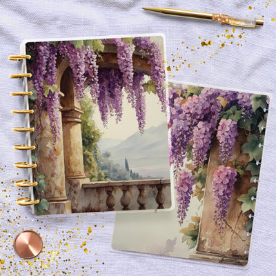 Wisteria Mood Vibe Disc Bound Cover, Classic Happy Planner Set, Laminated Cover Design, Planner Supplies, Journal Accessory, Gift for Her