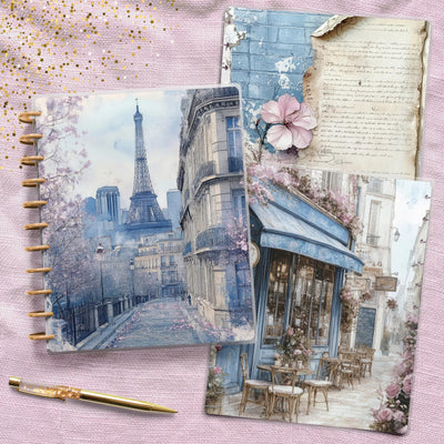 Letters from Paris Planner Cover, Front Back Design, Classic Mini Big Happy Planner, Laminated Cover Sheet, Junk Journal, Disc Bound Journal