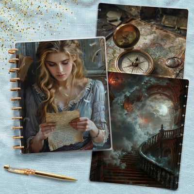 Dark Academia Vibe Planner Cover, Front Back Design, Classic Mini Big Happy Planner, Laminated Cover Sheet, Junk Journal, Disc Bound Journal
