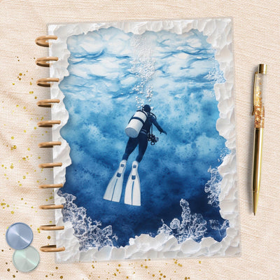 Blue Ocean Diver Big Happy Planner Dashboard, Laminated Divider Insert, Journal Accessory, Planner Supplies Decor, Disc Bound Page Marker