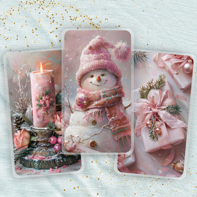 Pink Christmas Planner Bookmark Set, Classic Happy Planner, Journal Page Marker, Big Laminated Insert, TUL Supply Accessory, Gift for Her