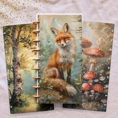 Fox Summer Mood Skinny Classic Happy Planner Cover, Laminated Protector, Disc Bound Accessory, Mini Journal Supply, TUL Junior, Mini Gift