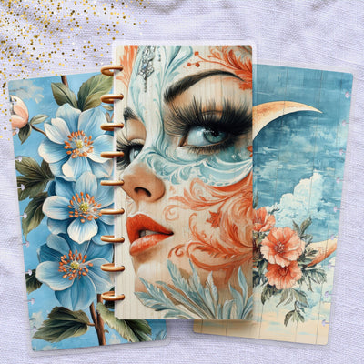 Peach Blue Dream Skinny Classic Happy Planner Cover, Laminated Protector, Disc Bound Accessory, Mini Journal Supply, TUL Junior, Mini Gift