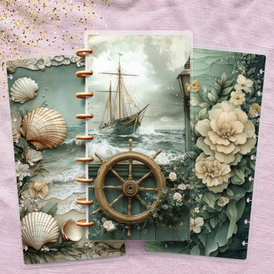 Calm Green Sea Skinny Classic Happy Planner Cover, Laminated Protector, Disc Bound Accessory, Mini Journal Supply, TUL Junior, Mini Gift