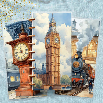 Travels to London Skinny Classic Happy Planner Cover, Laminated Protector, Disc Bound Accessory, Mini Journal Supply, TUL Junior, Mini Gift