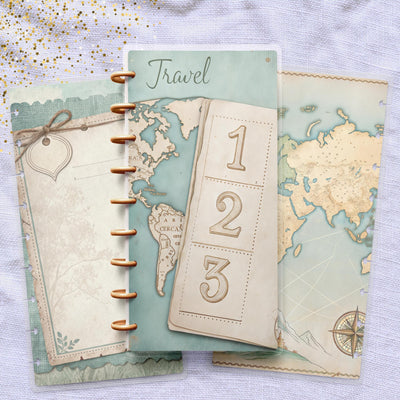 Travel Itinerary Skinny Classic Happy Planner Cover, Laminated Protector, Disc Bound Accessory, Mini Journal Supply, TUL Junior, Mini Gift