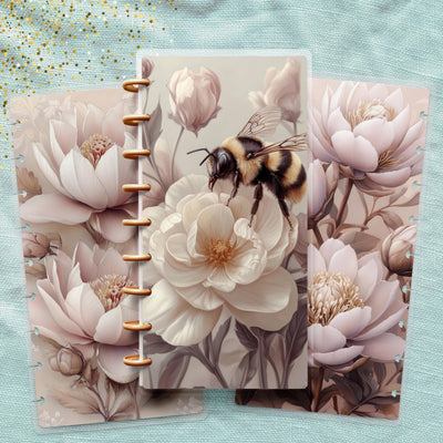 Vintage Beige Bee Skinny Classic Happy Planner Cover, Laminated Protector, Disc Bound Accessory, Mini Journal Supply, TUL Junior, Mini Gift