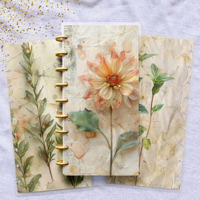 Gentle Botanicals Skinny Classic Happy Planner Cover, Laminated Protector, Disc Bound Accessory, Mini Journal Supply, TUL Junior, Mini Gift