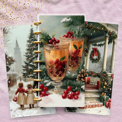 Vintage Christmas Skinny Classic Happy Planner Cover, Laminated Protector, Disc Bound Accessory, Mini Journal Supply, TUL Junior, Mini Gift