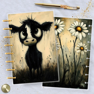Spooky Farm Cow TUL Junior Cover, Planner Bundle Set, Laminated Design, Mini Disc Bound Supplies, Happy Planner Journal Insert Accessory