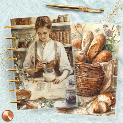 Baking Recipe TUL Junior Cover, Planner Bundle, Laminated Design, 8 Disc Planner Supplies, Happy Planner Journal Accessory, Classic Mini Big