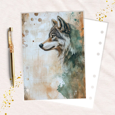 Faded Wolf A6 Planner Dashboard, Laminated Cover Insert, Journal Accessory, Happy Planner Supply, Ring Notebook Divider, Skinny Classic