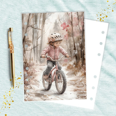 Bike Riding Kid A6 Planner Dashboard, Laminated Cover Insert, Journal Accessory, Happy Planner Supply, Ring Notebook Divider, Skinny Classic