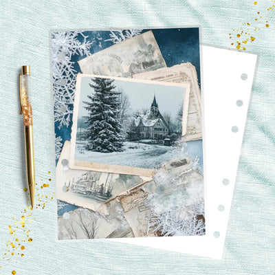 Frosty Winter A6 Planner Dashboard, Laminated Cover Insert, Journal Accessory, Happy Planner Supply, Ring Notebook Divider, Skinny Classic