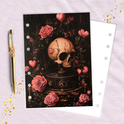 Skull and Roses A6 Planner Dashboard, Laminated Cover Insert, Journal Accessory, Happy Planner Supply, Ring Notebook Divider, Skinny Classic