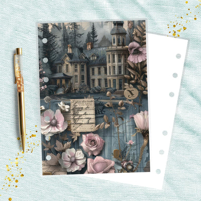 Grey Mansion A6 Planner Dashboard, Laminated Cover Insert, Journal Accessory, Happy Planner Supply, Ring Notebook Divider, Skinny Classic